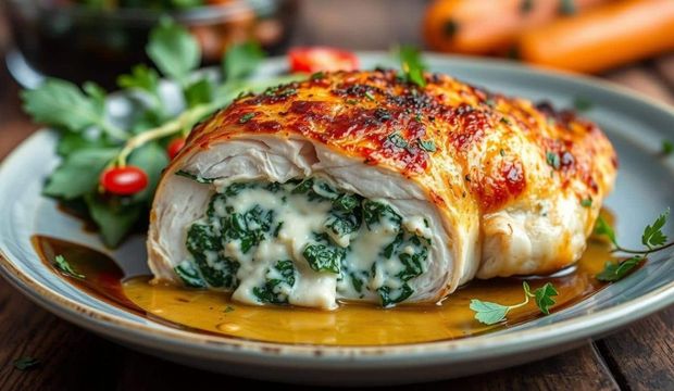 Ispanaklı Tavuk Sarma ( Tarhun Soslu)